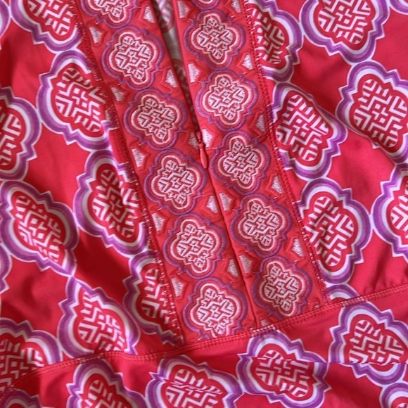 Cabana Life NWT UPF 50+ Coral Lattice Ruched Rashguard Dress Size XL swim cover - Picture 6 of 9